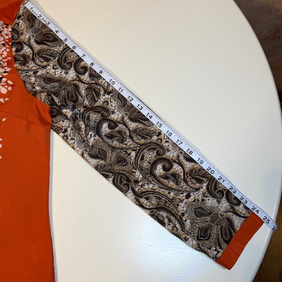 Liz Claiborne Orange & Brown Paisley Long-sleeve Top Henley Neckline Size XL - Picture 10 of 10